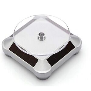 Solar Turntable 360 Rotating Display Stand Silver Jewelry Watch Spinner NEW